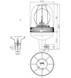 GYROPHARE PULSAR TIGE RIGIDE 12V