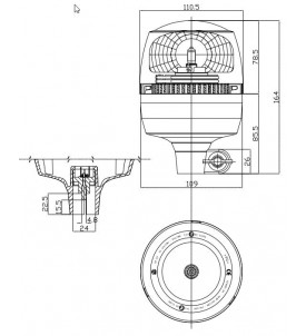 GYROPHARE HALOGENE MINIMAX TIGE RIGIDE 12/24V