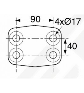 CROCHET BOULE 70C DIAMETRE 17 - 4 TROUS - ENTRAXE 90 X 40 MM