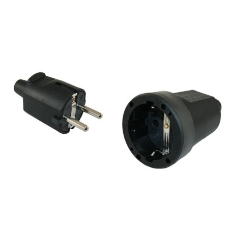 FICHE MALE 220 V CAOUTCHOUC SHUKO