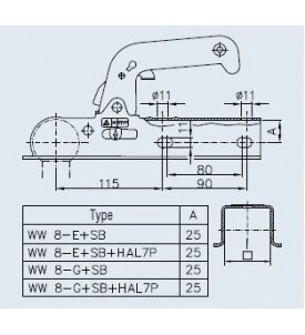 Boîtier dattelage carré de 50 perçage dessus et côté