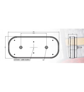 Feu arrière LED - 6 Fonctions 12/36V avec feu de recul, câble 1m