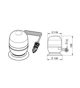 Gyrophare EUROROT magnétique bleu 12/24 V - IP55 - H. 120 mm - Ø 148 mm