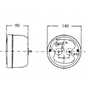 Feu rond droite/gauche - Diam. 140mm