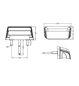 Eclaireur de plaque LED - Dimensions : 79 x 37.8 x 38mm