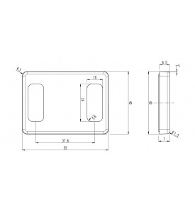 CATADIOPTRE ADHESIF RECTANGLE ORANGE - 55 x 40mm