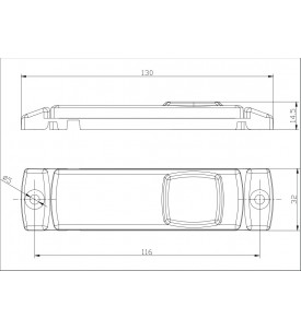 FEU DE GABARIT LED BLANC 12/24V avec câble 2×0,75 mm²