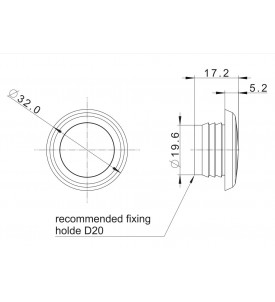 FEU DE GABARIT LED BLANC A ENCASTRER 12/24V avec câble 2×0,75 mm²