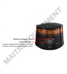 GYROPHARE LED MAGNETIQUE AUTONOME AVEC TELECOMMANDE