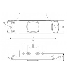 FEUX DE GABARIT LED 12/24V ORANGE SUR PATTE EQUERRE