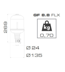 Gyrophare GF 8.8 tige flexible orange H1 24 V