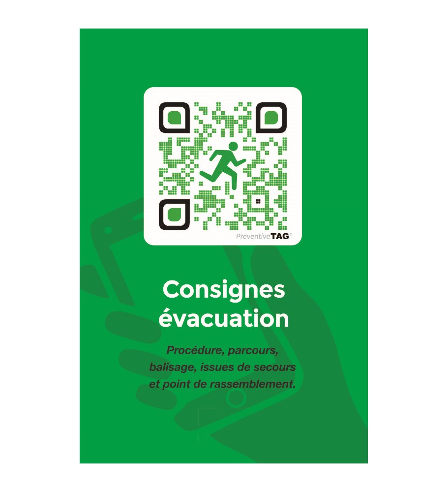 Panneau de consignes d'évacuation avec code QR