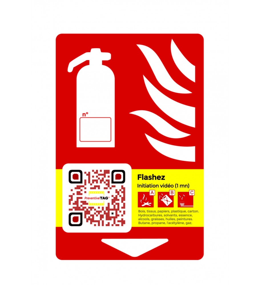 Panneau extincteur à poudre avec code QR