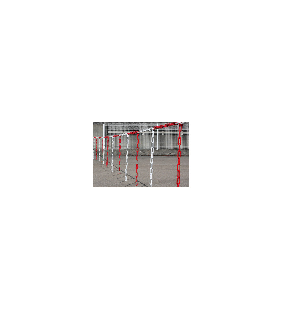 BARRIERE DE CHAINES 8MM + MORCEAUX DE CHAINES - ROUGE/BLANC BARRIERE DE CHAINES 8MM + MORCEAUX DE CHAINES - ROUGE/BLANC