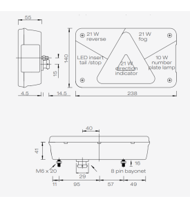 FEU ARRIERE GAUCHE MULTIPOINT V HYBRIDE - ASPOCK - 8 pôles